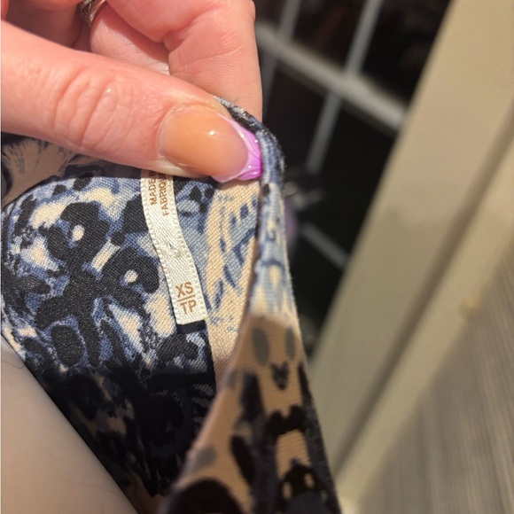 Free People Blue and Cream Lace-Up Blouse - Picture 4 of 4